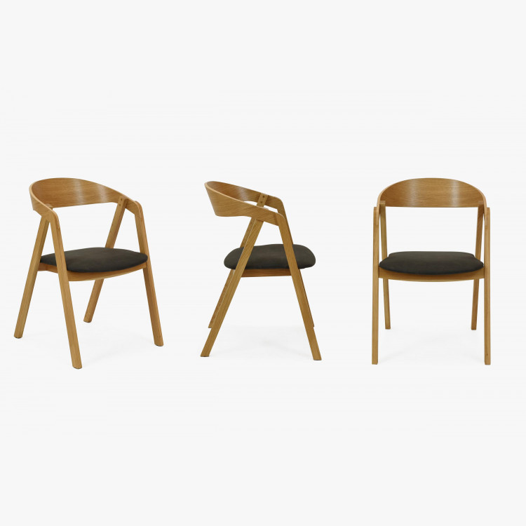 Stohovatelná dubová židle - tmavý sedák , Jídelní židle- 6