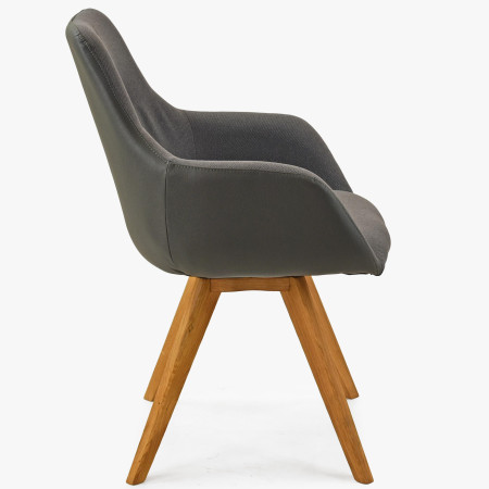 Otočné křeslo s dřevěnýma nohama, antracit , Jídelní židle- 5