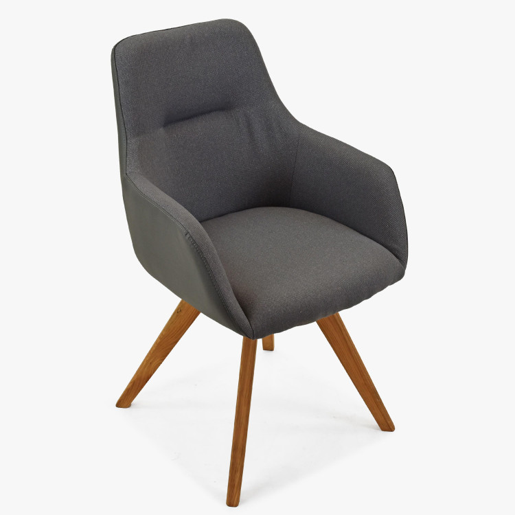 Otočné křeslo s dřevěnýma nohama, antracit , Jídelní židle- 2