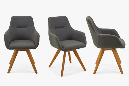 Otočné křeslo s dřevěnýma nohama, antracit , Jídelní židle- 7