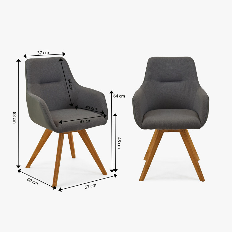 Otočné křeslo s dřevěnýma nohama, antracit , Jídelní židle- 8