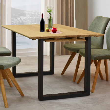 Stůl z masivu dub a rozkladem 160 (+50 cm) x 90 cm , Jídelní stoly- 7