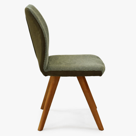 Zelená látková židle s dřevěnýma nohama , Jídelní židle- 3