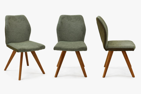 Zelená látková židle s dřevěnýma nohama , Jídelní židle- 6