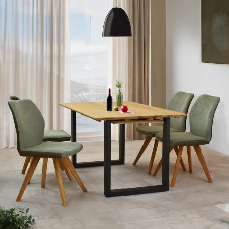 Zelená látková židle s dřevěnýma nohama , Jídelní židle- 11