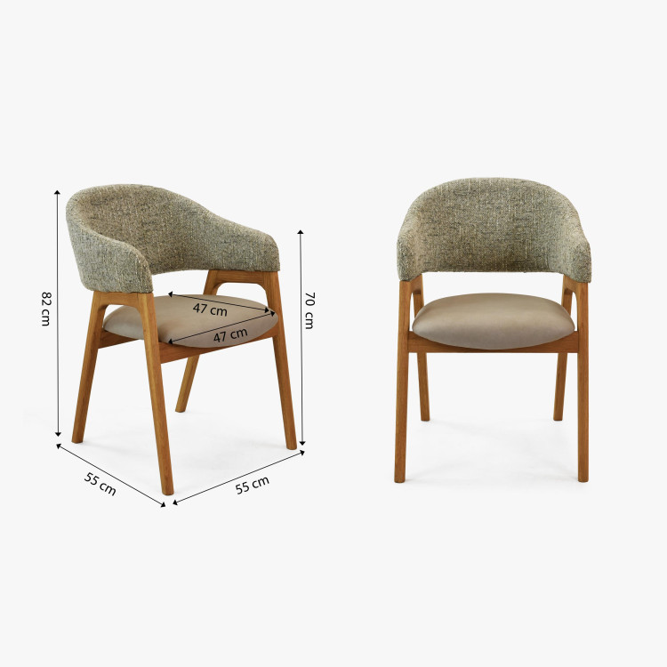 Křeslo s područkami šedé dub , Jídelní židle- 7