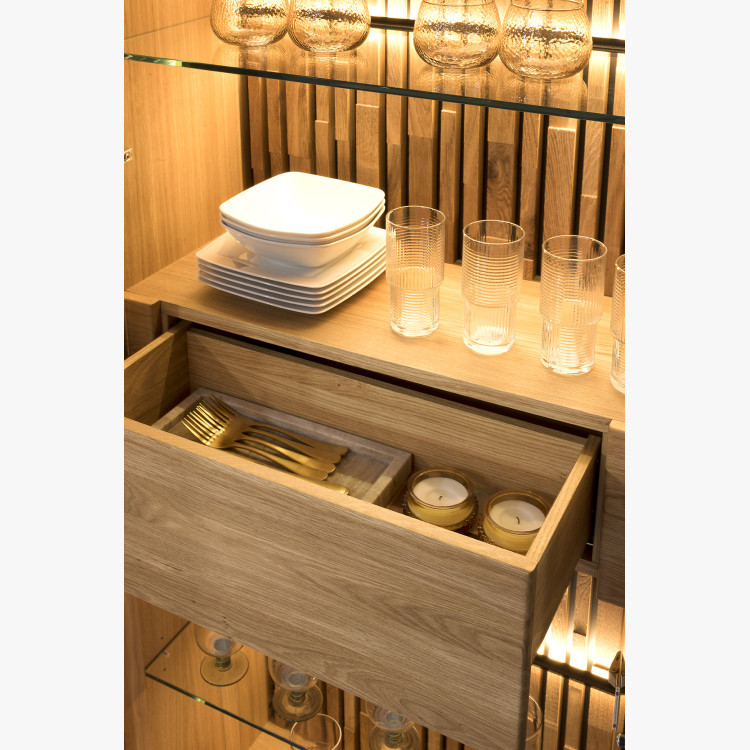 Tv komoda dřevo dub, na černých kovových nohách