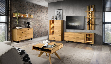 Dubový příborník s dvířky a šuplíky