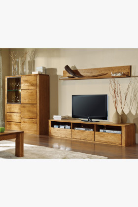 Obývacia stena z masívneho dreva, farba orech