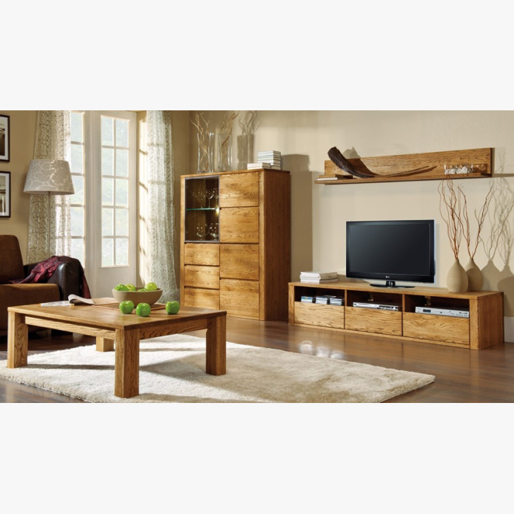 Moderní dubová vitrina, Nice 04 dub ořech