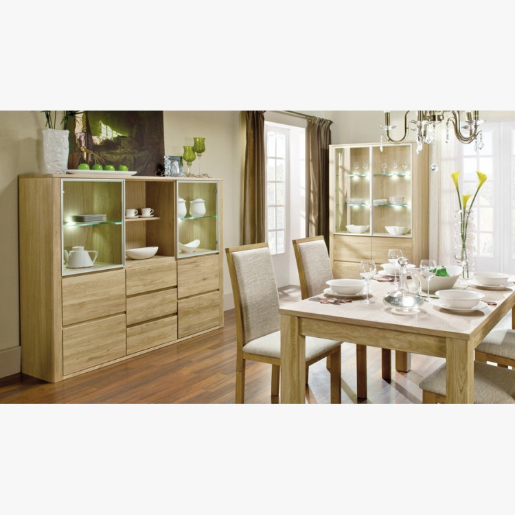 Moderní dubová vitrina, Nice 04 dub ořech