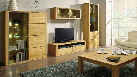 Moderní dubová vitrina, Nice 04 dub ořech