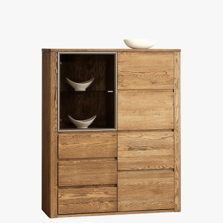 Dubová vitrina se sklem, Nice 45 dub ořech