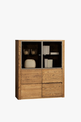 Sklenená dubová vitrína, Nice 05 dub orech