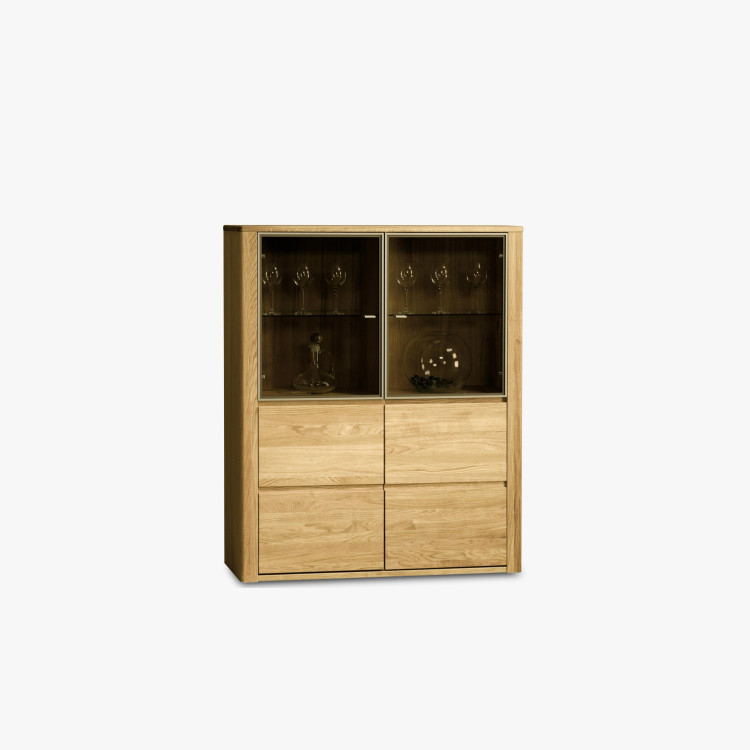 Skleněná dubová vitrina, Nice 05 dub natural