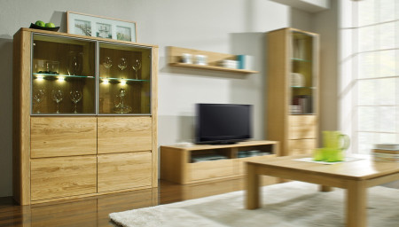 Skleněná dubová vitrina, Nice 05 dub natural