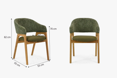 Křeslo s područkami zelené dub