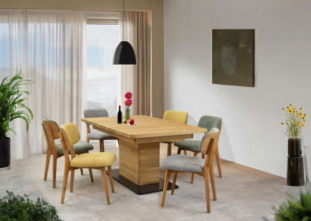 Dubová čaluněná židle - barva žlutá