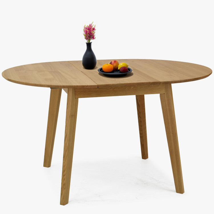 Dřevěný dubový kulatý stůl s rozkladem, matný lak