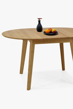 Dřevěný dubový kulatý stůl s rozkladem, matný lak 2