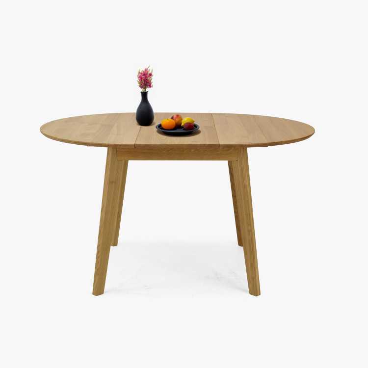 Dřevěný dubový kulatý stůl s rozkladem, matný lak