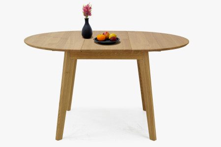 Dřevěný dubový kulatý stůl s rozkladem, matný lak