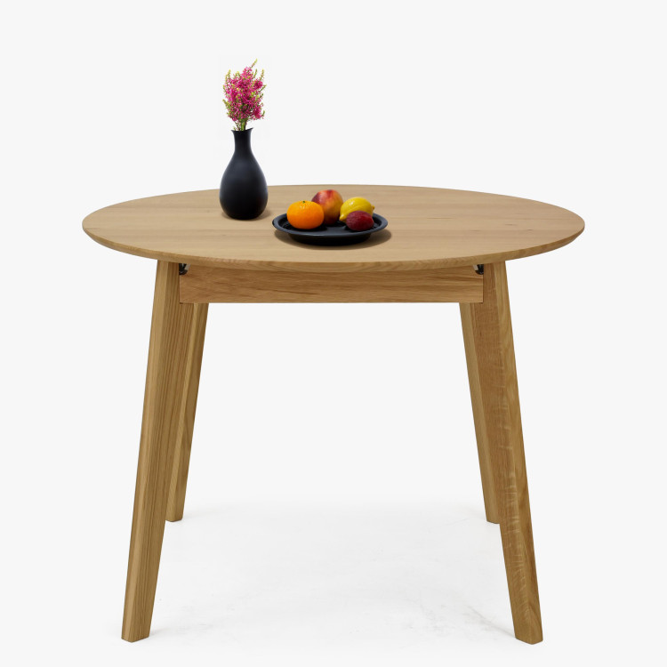 Dřevěný dubový kulatý stůl s rozkladem, matný lak