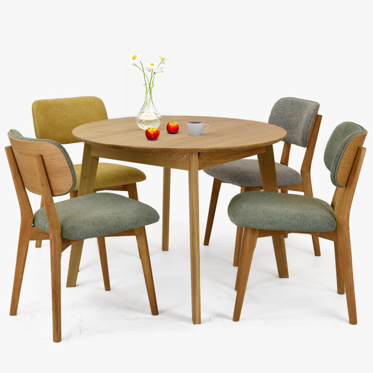 Dřevěný dubový kulatý stůl s rozkladem, matný lak