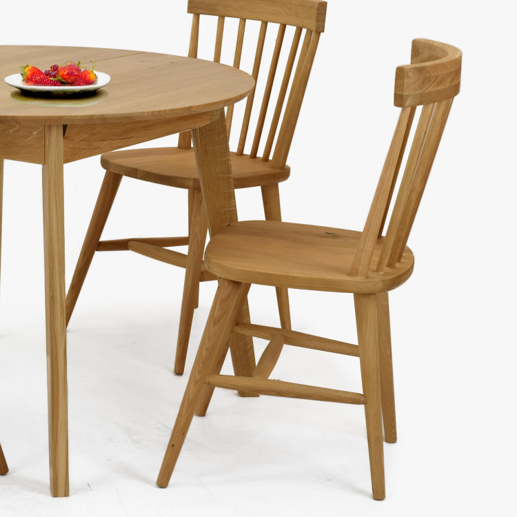 Dřevěný dubový kulatý stůl s rozkladem, matný lak