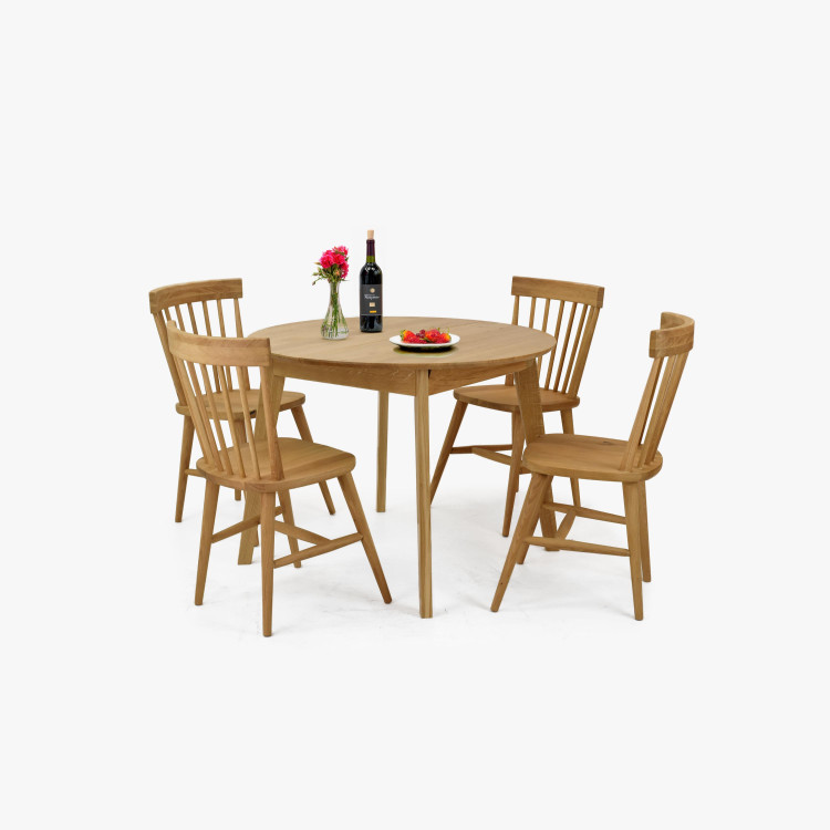 Dřevěný dubový kulatý stůl s rozkladem, matný lak