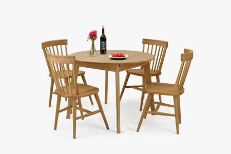 Dřevěný dubový kulatý stůl s rozkladem, matný lak