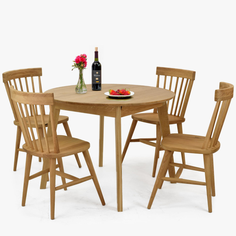 Dřevěný dubový kulatý stůl s rozkladem, matný lak