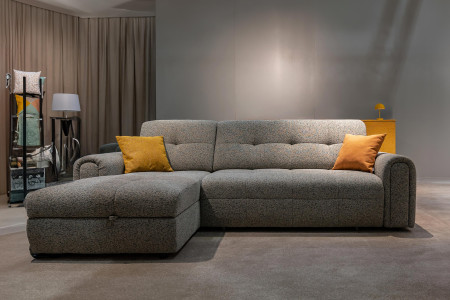 Rohová sedačka s úložným prostorem a funkcí spaní, levá