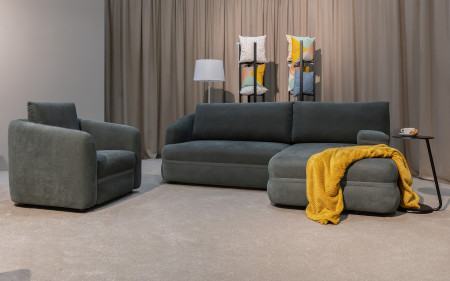 Menší retro rohová sedačka s funkcí spaní, pravá