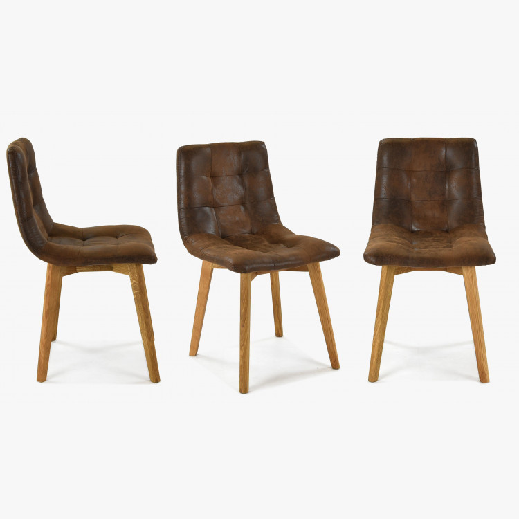 Dubová stolička - hnedá imitácia kože, Leonardo