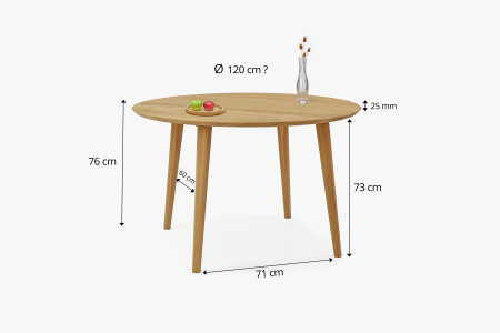 Dubový kulatý stůl o průměru 120 cm