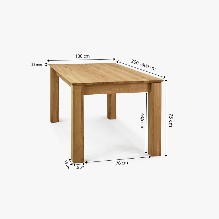 Dřevěný rozkládací stůl 200 x 90 cm, + 100 cm