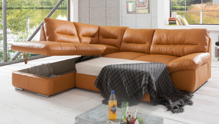 Rohová sedací souprava - pravá kůže, roh v levo - výber barvy