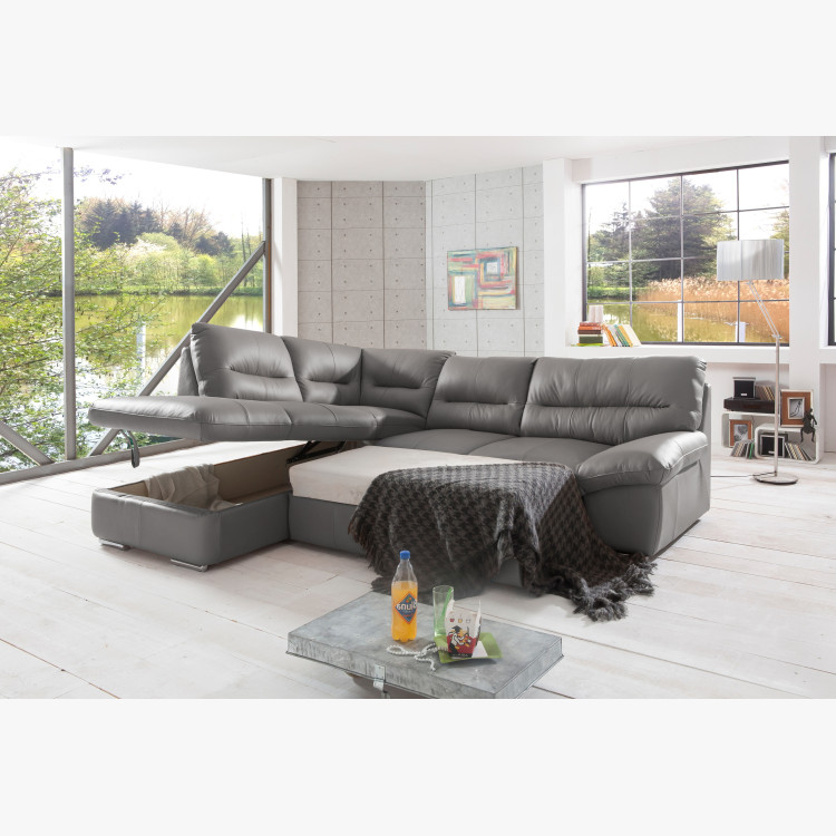 Rohová sedací souprava - pravá kůže, roh v levo - výber barvy