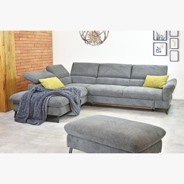 Rohová sedačka s rozkladem, látkova Haiti roh v levo šedá