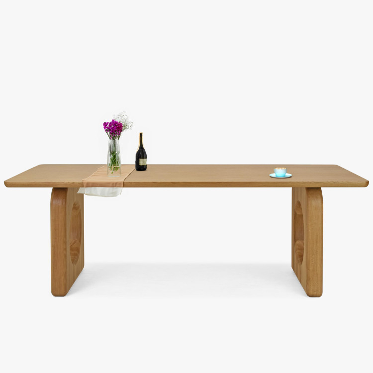 Jídelní stůl dub 220 x 95 cm a 4 dubová křesla