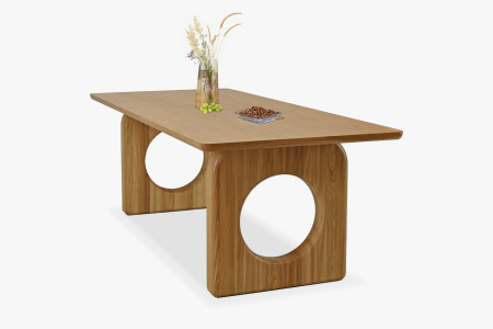 Jídelní stůl dub 220 x 95 cm a 4 dubová křesla