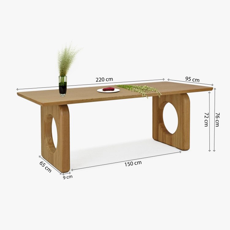 Jídelní stůl dub 220 x 95 cm a 4 dubová křesla