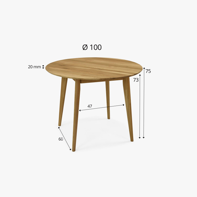 Dřevěný okruhlý stůl o průměru 100 cm