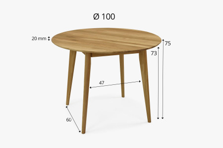 Dřevěný okruhlý stůl o průměru 100 cm