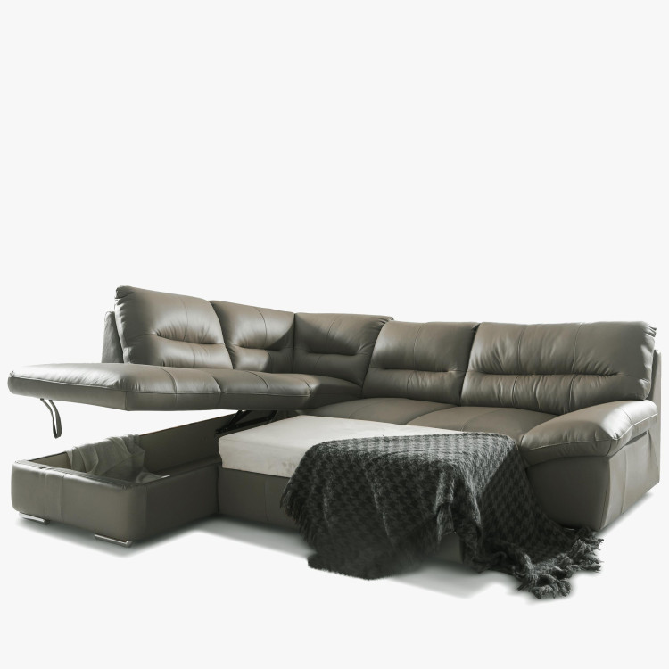 Rohová sedací souprava - pravá kůže fango, William roh v pravo