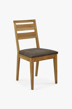 Dřevěná dubová jídelní židle s čalouněným sedakem