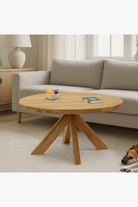 Drevený okrúhly konferenčný stôl s priemerom 90 cm