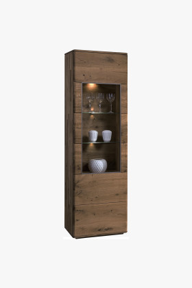 Dubová úzka vitrína Texas, TYP 10 DP (Otváranie dverí na ľavú stranu)