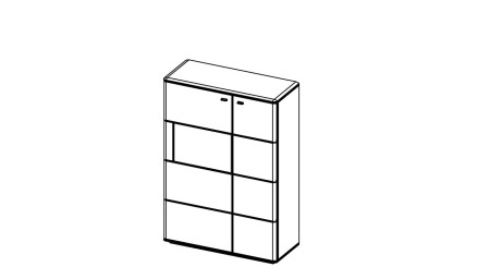 Vysoká komoda s jednou prosklenou částí, Texas typ 45 DP